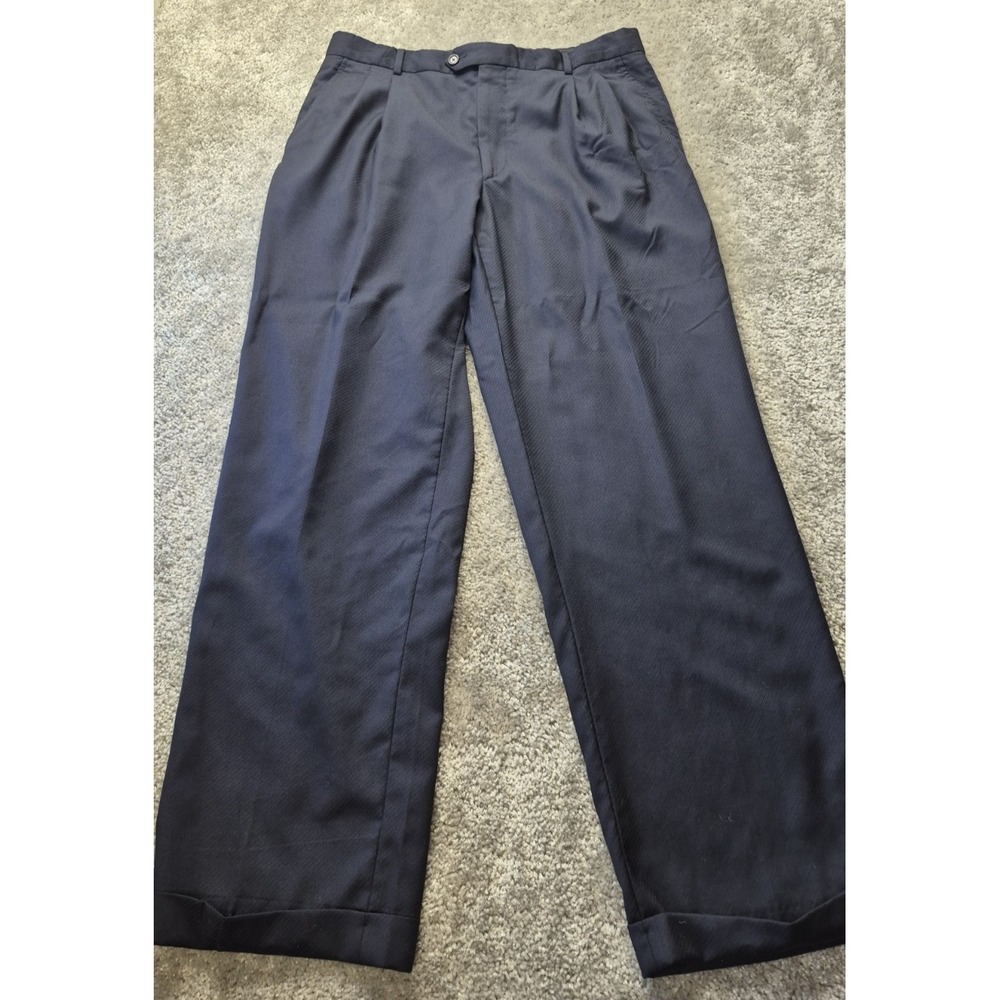 Kirkland‎ Dress Pants Mens 34x32 Black 100% Wool Made In Italy Super 100's